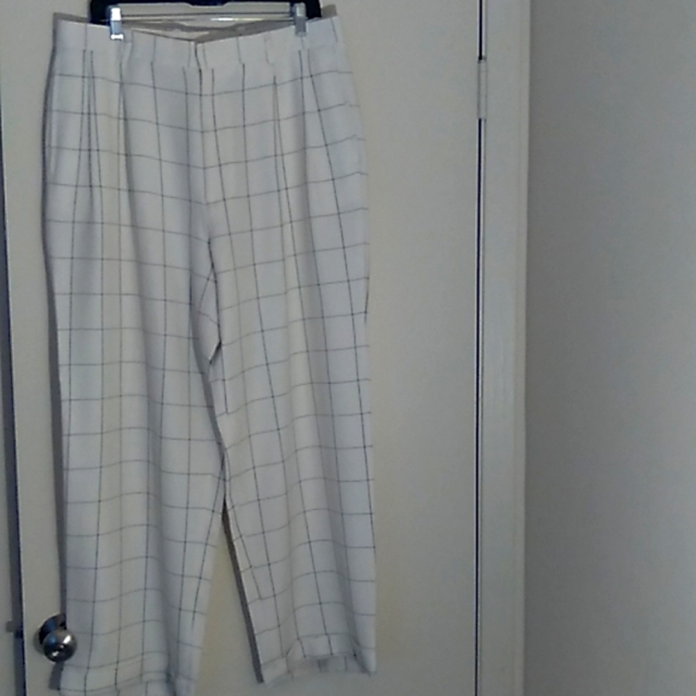 Pants by BAZZI, size 36 or 14, beige with black blocks